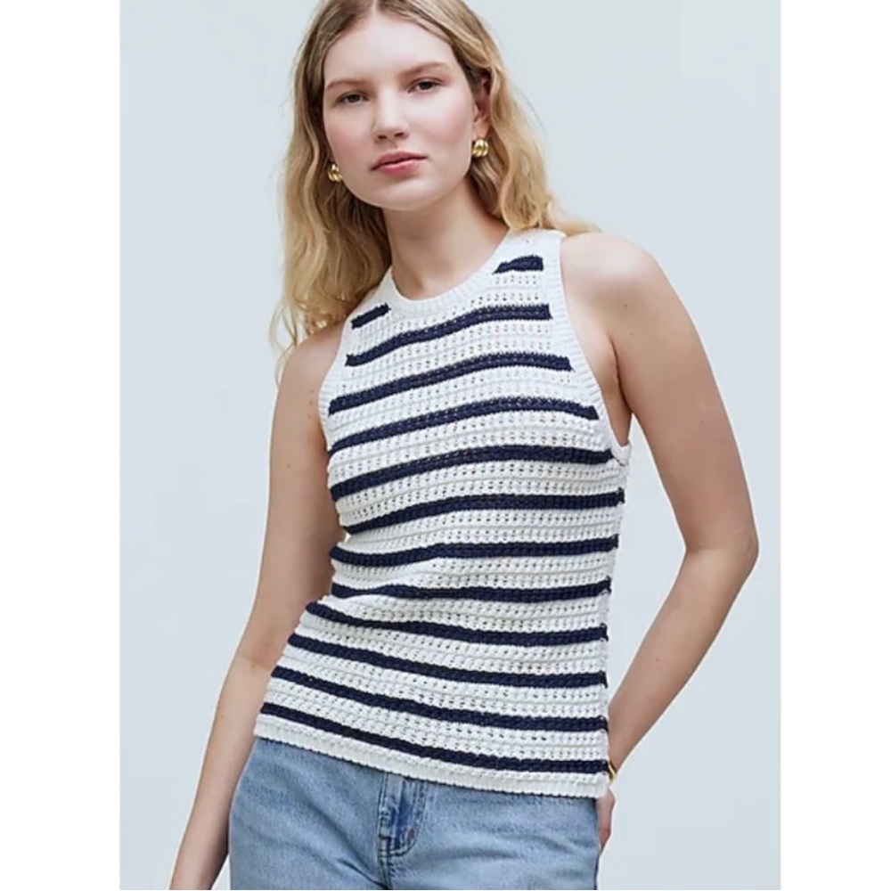 Madewell Navy and White Striped Tank Top new